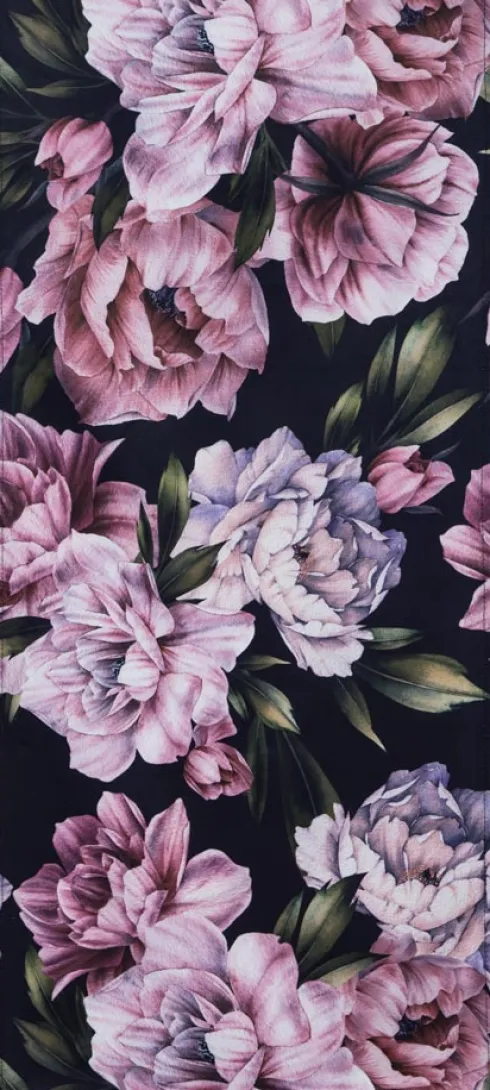 Bieżnik Peony 26-2 (czarny w kwiaty)