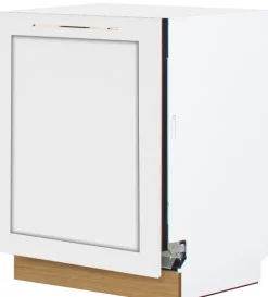 Dolna zabudowa zmywarki 60 panel zakryty Laurencja (biały lakier mat/dąb Soma ciemny)