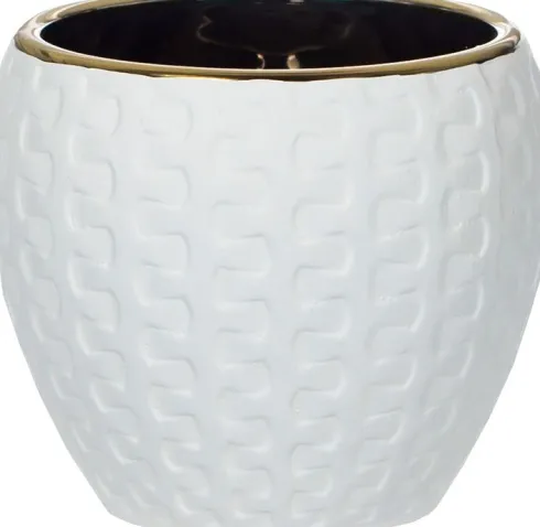 Doniczka ceramiczna Konti 8 (biały/złoty)