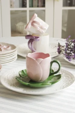 Filiżanka+spodek Tulip 170 (różowy/zielony)