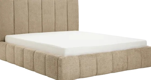 Łóżko tapicerowane Bianko 160 (boucle cappuccino) ze stelażem i pojemnikiem