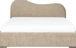 Łóżko tapicerowane 160 Cloudi (boucle cappuccino) ze stelażem i pojemnikiem