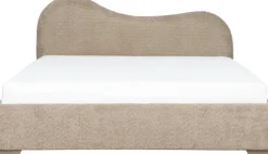Łóżko tapicerowane 180 Cloudi (boucle cappuccino) ze stelażem i pojemnikiem