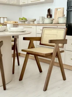 Krzesło drewniane Nerivo 41 (rattan/orzech)