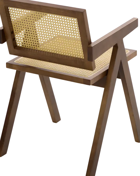 Krzesło drewniane Nerivo 41 (rattan/orzech)