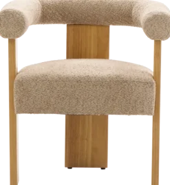 Krzesło drewniane Velu 43 (boucle cappuccino/jasne drewno)