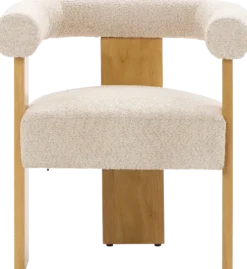 Krzesło drewniane Velu 43 (boucle beż/jasne drewno)
