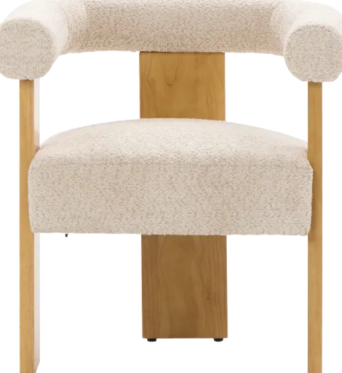 Krzesło drewniane Velu 43 (boucle beż/jasne drewno)