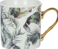 Kubek ceramiczny Cindy (biały - liście)
