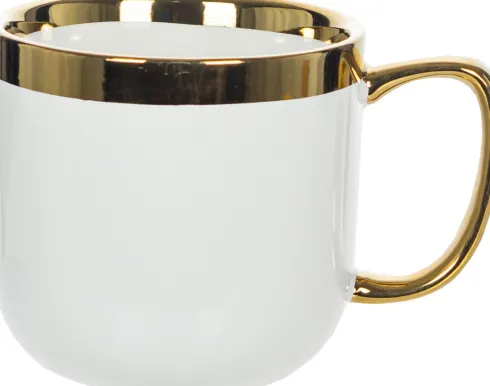 Kubek ceramiczny Cindy 83 (biały ze złotym paskiem)