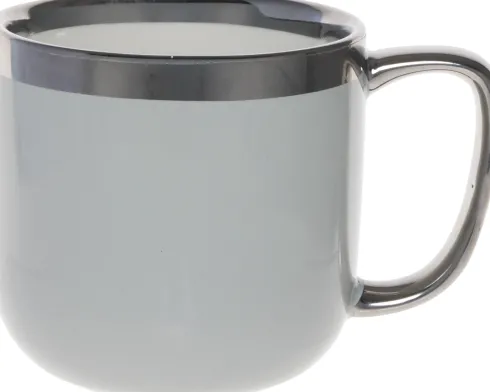 Kubek ceramiczny Cindy 83 (szary ze srebrnym paskiem)