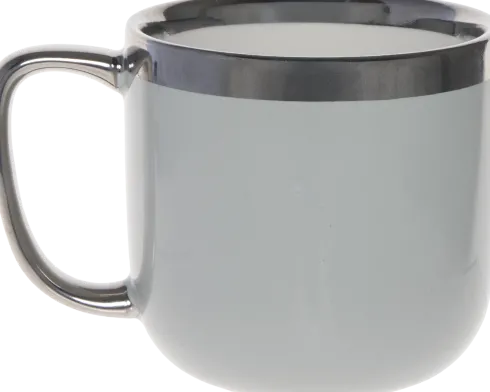 Kubek ceramiczny Cindy 83 (szary ze srebrnym paskiem)