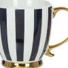 Kubek ceramiczny Rayas biały w czarne pasy