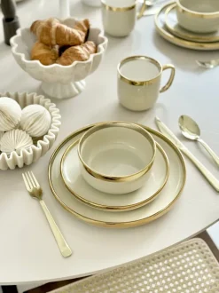 Miseczka ceramiczna Cindy 83 beżowa ze złotym paskiem
