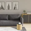 Salon - kanapa Softina (boucle grafit) i kolekcja Floryda (grafit/dąb soma ciemny)