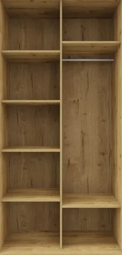 Szafa przesuwna lustra 100cm (biały połysk/lustro/dąb Soma ciemny)