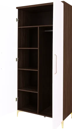Szafa z półkami i drążkiem Hawana (biały lakier mat/orzech Foresta)
