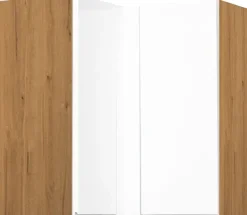 Szafka narożna górna (litera L) Kampara (Biały lakier/dąb Soma ciemny)