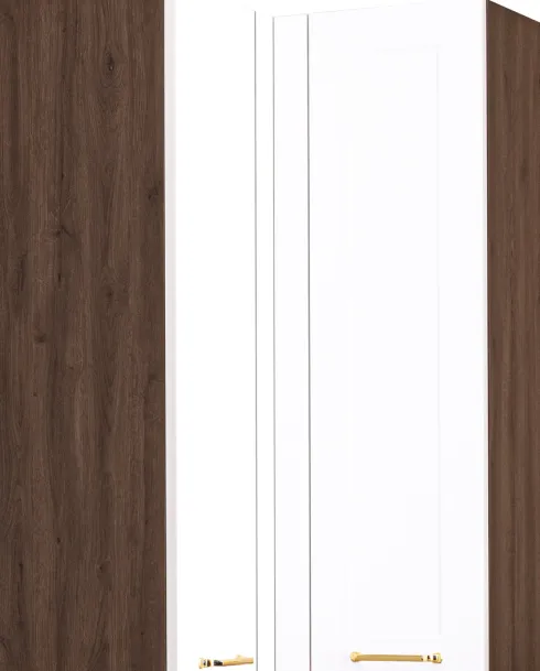 Szafka narożna górna wys.100cm (litera L) Laurencja (biały lakier mat/orzech Foresta)