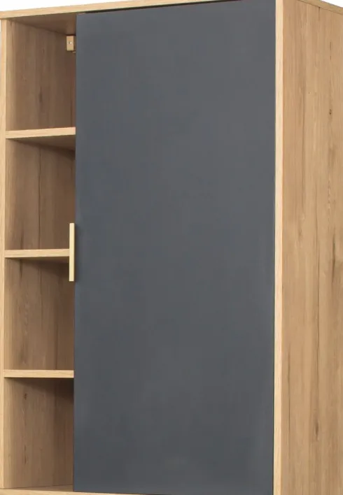 Szafka wisząca z drzwiczkami i półkami Floryda (grafit/dąb Soma ciemny)