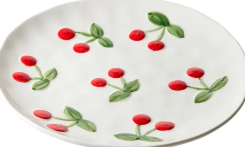 Talerz deserowy Cherry 163 (biały w wiśnie)