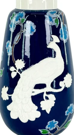 Wazon ceramiczny Pavone 45 (niebieski/biały)