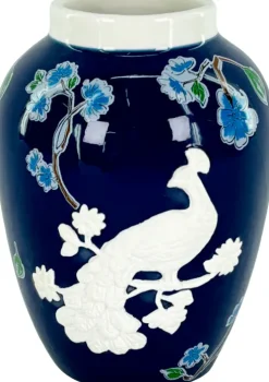 Wazon ceramiczny Pavone 46 (niebieski/biały)