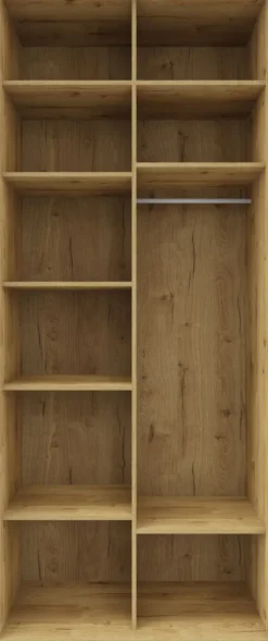 Wysoka szafa przesuwna 100 cm (dąb Soma ciemny/czarne okucia)