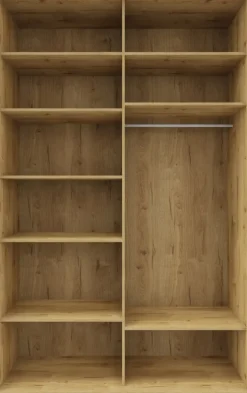 Wysoka szafa przesuwna 150 cm lustra (dąb Soma ciemny/czarne okucia)