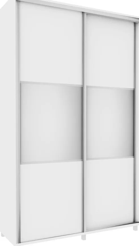Wysoka szafa przesuwna 150 cm lustra (biały mat)