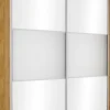 Wysoka szafa przesuwna lustra 200cm (biały połysk/lustro/dąb Soma ciemny)