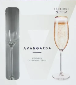 Zestaw kieliszków do szampana (6szt.) Avangarda 5 (zdobione złotem)